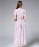 Lavender Printed Chiffon Maxi Dress